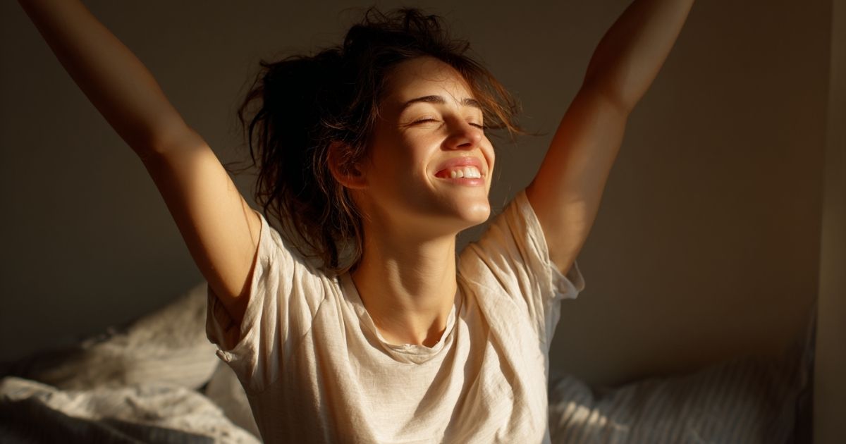 woman waking up refreshed after restless legs treatment